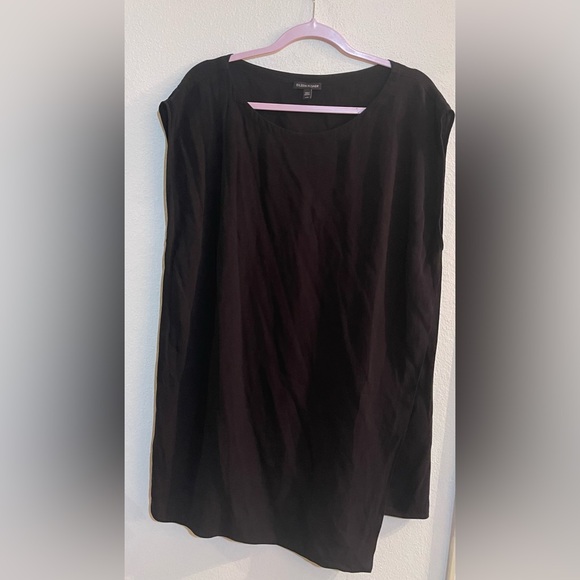 Eileen Fisher Tops - Eileen Fisher 100%Silk Shirt Size Large Black Sleeveless Lightweight